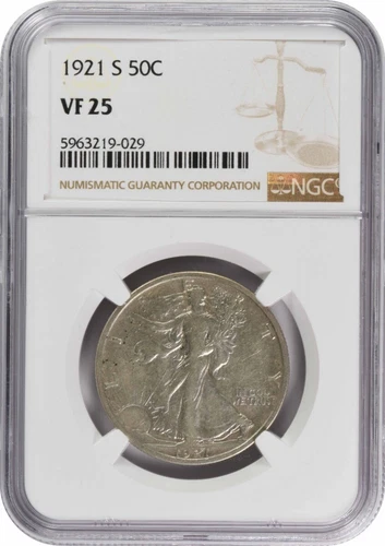 1921-S Walking Liberty Silver Half Dollar VF25 NGC