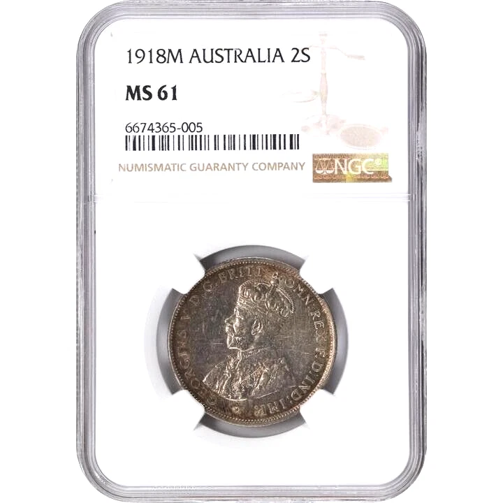 1918 Australia Florin, Two Shillings, NGC MS 61 - Image 3 of 4