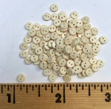 Lot of 144 Miniature Tiny Plastic 2 Hole Off White Buttons Approx 1/8”