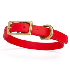 Dog Pet Collar with Brass Hardware Size XS W 1/2 L 9 - 12 Cherry Red