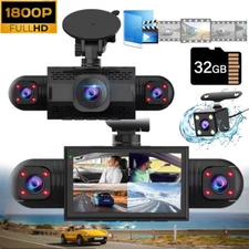 HD 1080P 360° Dash Cam 4 Channel Driving Recorder Car Front+Rear Camera +32GB