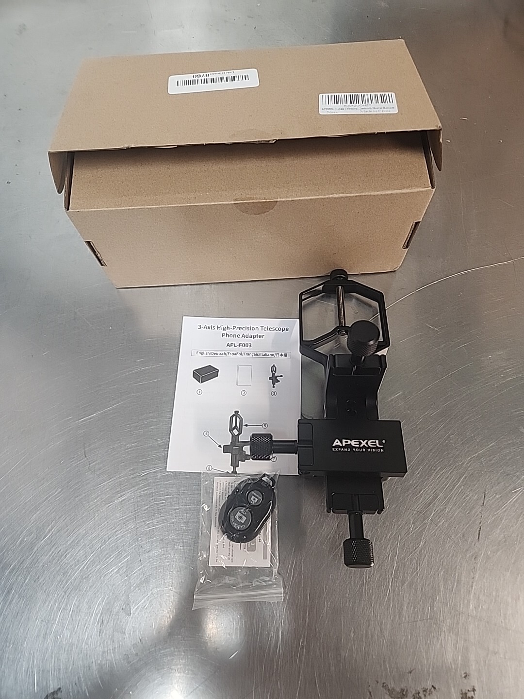 APEXEL 3Axis Telescope Phone Adapter CNC HighPrecision Photo Adapter with Remote