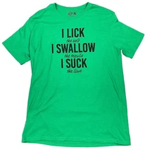 Crazy Dog Graphic Tee shirt Size XL Tequlia Drink Humor I Lick Green