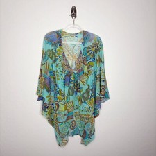 Caff Swimwear Cover-Up Tunic Multicolor Print Size Small Vintage