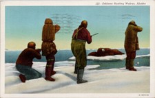 Morsa de caza esquimales Alaska examinada censura de Estados Unidos c1942 postal G65