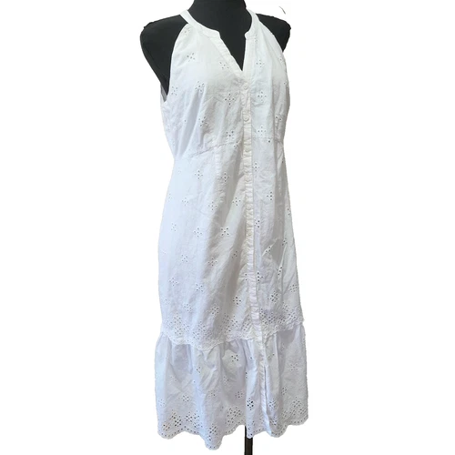 A Pea In The Pod Maternity Dress White Eyelet Embroidery Cottagecore Sz Medium