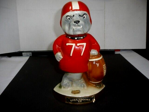 EZRA BROOKS "UGA" BULLDOGS IN A RED #77 JERSEY HERTIAGE CHINA 1971 DECANTER