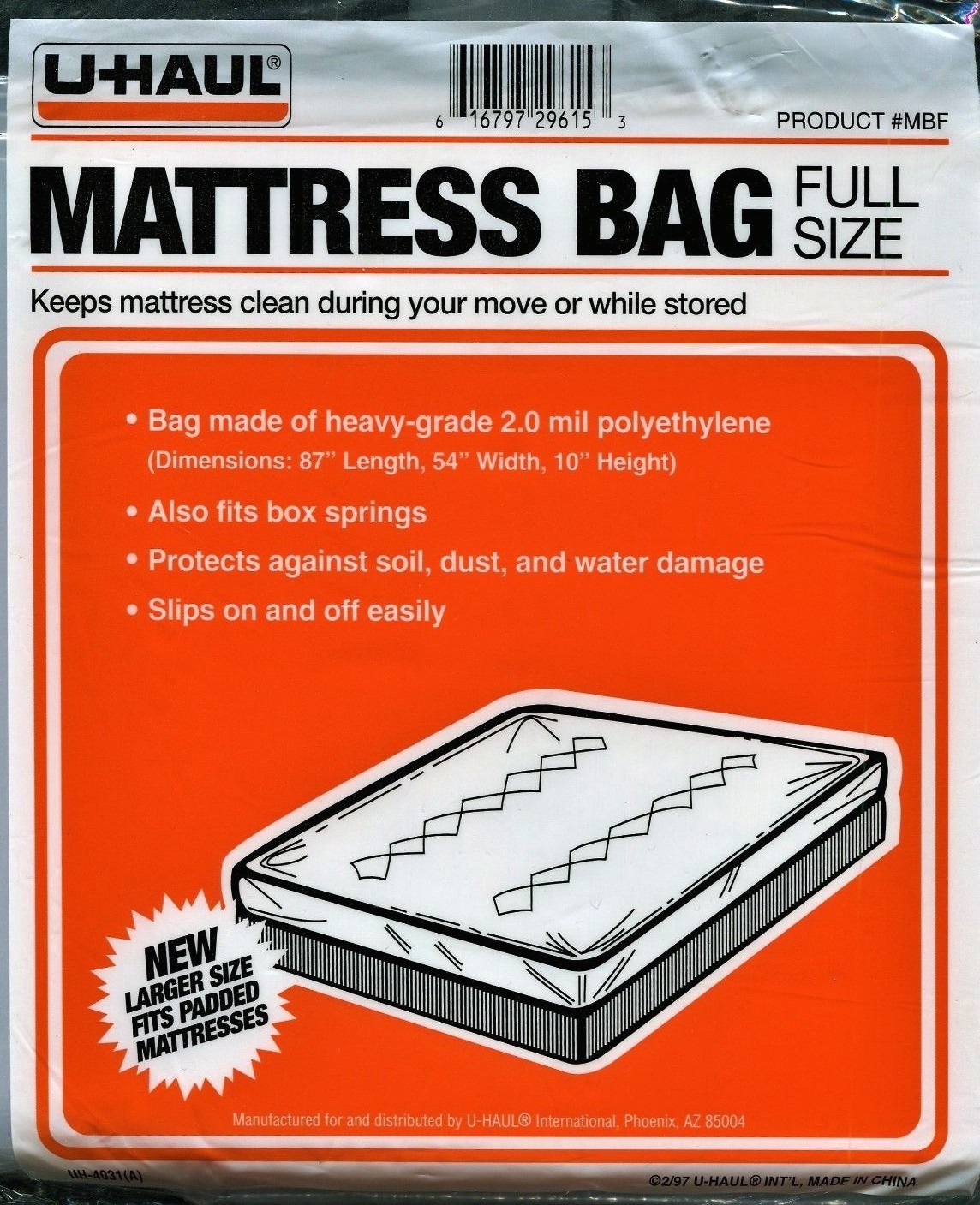 UHaul Mattress Bag Full Size 2mil Plastic Dust Bug Waterproof Moving