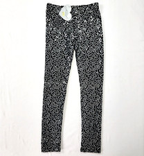 Love U Lots New Girls Black Silver Shimmer Sequin Shiny Pants Size 10 Stretch