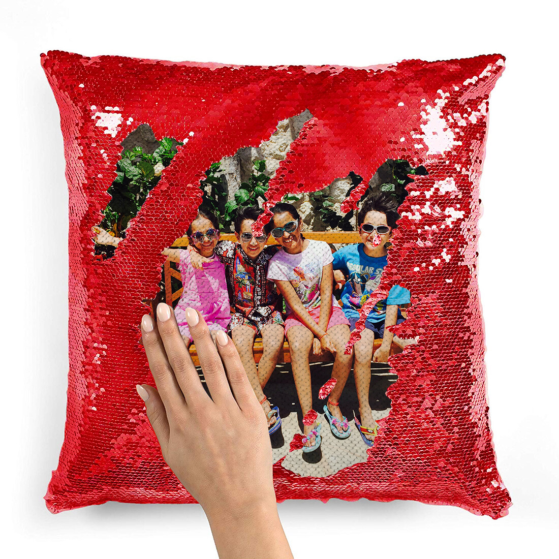 Custom Printed Reversible Flip Sequin Pillow Throw Case DIY Pillow