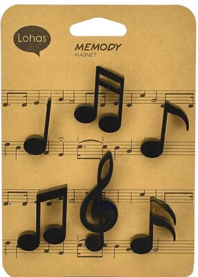 NEU auf KARTE x 6 SCHWARZ kreative Klaviernoten KÜHLSCHRANKMAGNETE Musik Stab Design