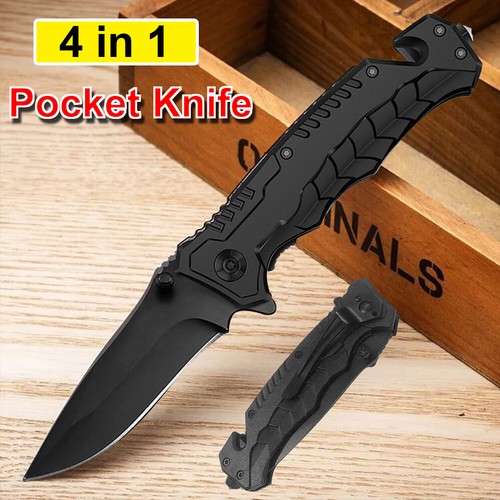Folding Pocket Knives with Seatbelt Cutter Glass Breaker Bottle Opener EDC Knife - Picture 10 of 15