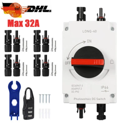 ACELECTRONIC DC Trennschalter Solar PV Umschalter Ausschalter Freischalter 4 polig 32A 1000V