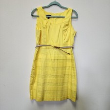 A Beyer Dress 13 Yellow Belted Shift Beach Coastal Nautical Preppy Tea Garden
