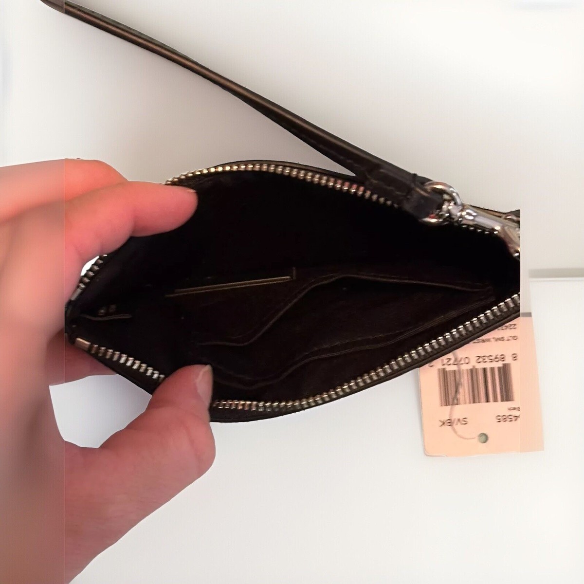 Coach Black Glitter Sparkly Wristlet Small Zip Wallet