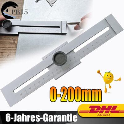 Edelstahl-Streichmaß 0-200 mm mit Feststellschraube aus Metall