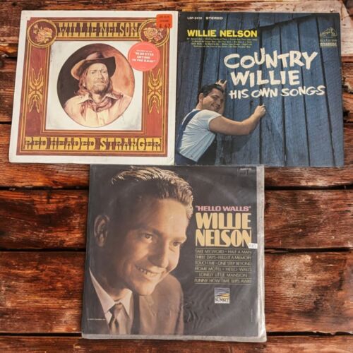 Lot of 3 Willie Nelson LP Records Vinyl LSP-3418 KC-33482 SUM-1138 Tested Clean