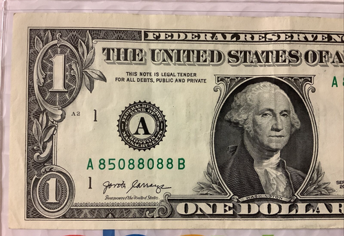 Five of a Kind Trinary 8s 0s 5 ☆ 85088088 ☆ One Dollar Bill Fancy Serial Number - Picture 2 of 6