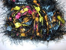 DESIGNER yarn black blue hot pink fancy fur kernel KNITTING CROCHET crafts 50G