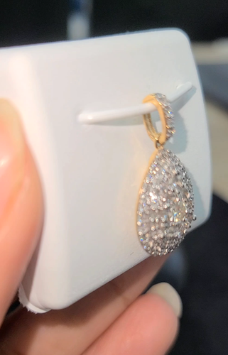 Deal! 1.00CTW Genuine Diamond Halo Pear Drop Pendant Charm 14K Gold - Video 1 of 1