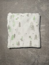 Baby Muslin Blanket Green Gray Trees Plants Forest White Cotton Swaddle Lovey