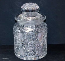 Large American Brilliant Cut Glass ABP Cigar Jar Tobacco Humidor with AS-IS LID