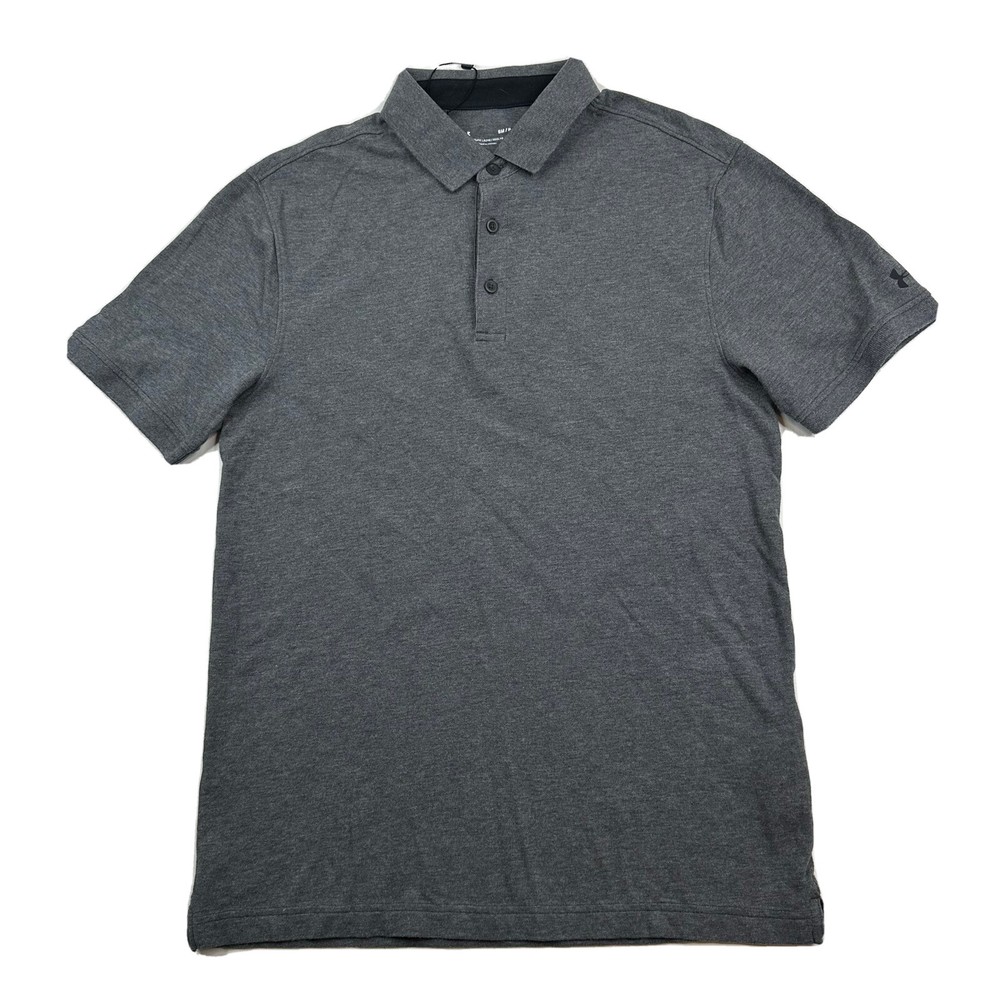 Under Armour Heatgear  Heathered Gray Small Cotton Elastane Blend Shirt Polo