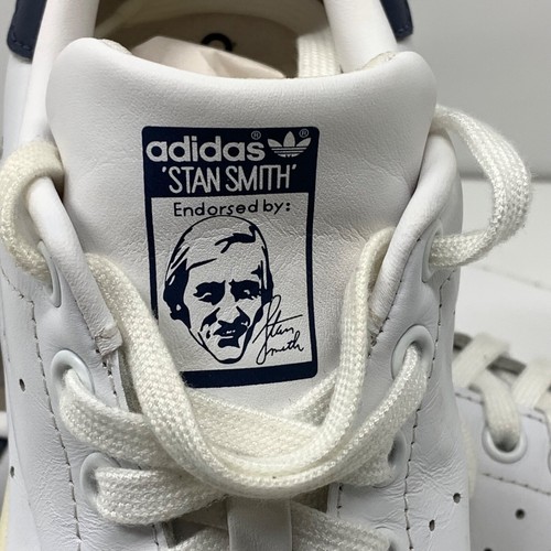Men’s Adidas Stan Smith White Leather Sneakers navy trim Size 7 US - Picture 6 of 8
