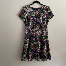 J.Crew Factory Women 8 Watercolor Floral Short Sleeve Fit & Flare Flutter Dress