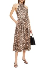 ZIMMERMANN Bonita belted leopard-print linen halterneck midi dress - Size 0 NWT