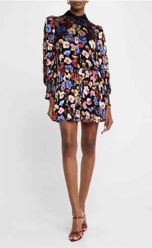 Alice + Olivia Dress Timeless Blossom Sea4 Silk/viscose Size S - Picture 1 of 9