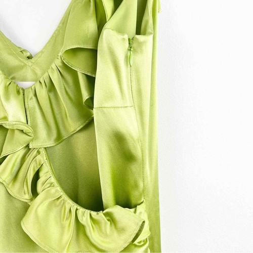 Neu Cinq á Sept Kleid Damen 4 grün Petunya Rüschen Seide Kaktusfeige - Bild 11 von 12