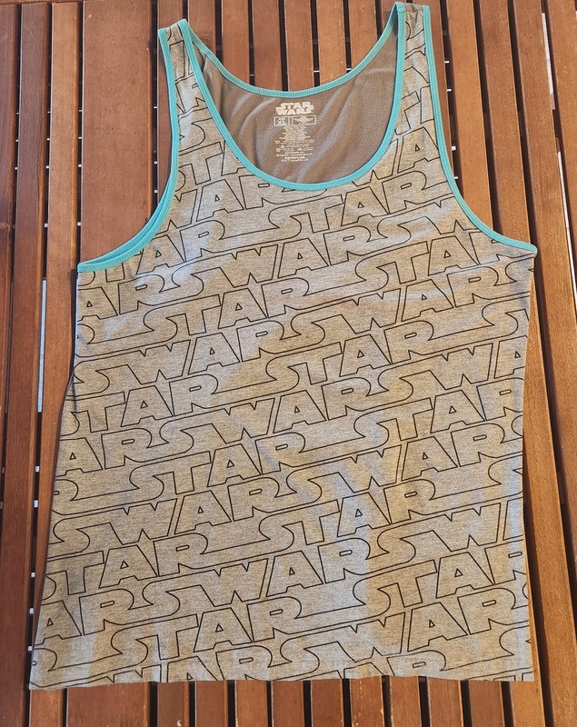 STAR WARS COVERED LOGO BLUE & GRAY TANK TOP LUCAS FILM LIC BY MAD ENGINE XL NEW 