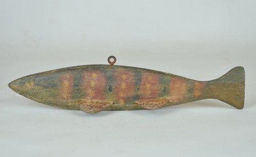 ANTIGUO SEÑUELO DE PESCA EN HIELO DE MADERA HECHO A MANO - 8 1/2" - ALETAS DE METAL - Imagen 6 de 6