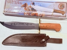 Chipaway Cutlery Frontier Cherokee Trail Bowie Knife Wood Handle Gold Handguard