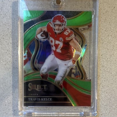 2023 Select Travis Kelce Chiefs Club Level Neon Green Prizm Die-Cut #215/499
