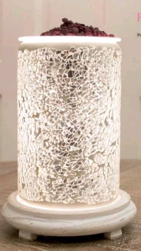 Pink Zebra Silver/White Mosaic Wax Warmer Stand NEW IN BOX! Antique White Base