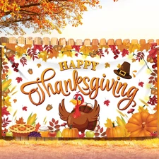 Katchon Extra Large Thanksgiving Banner - 72x44 Inch Fall Party Backdrop