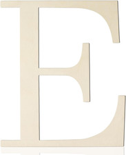 Large Wooden Letters 12 Inch Paintable Wood Letter E for Wall Decor, 1/5 Inch Th