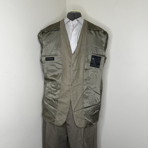 VTG Fezza Mens Sport Coat Blazer Suit Jacket 41R 45" Beige Houndstooth Silk Wool - Picture 10 of 16