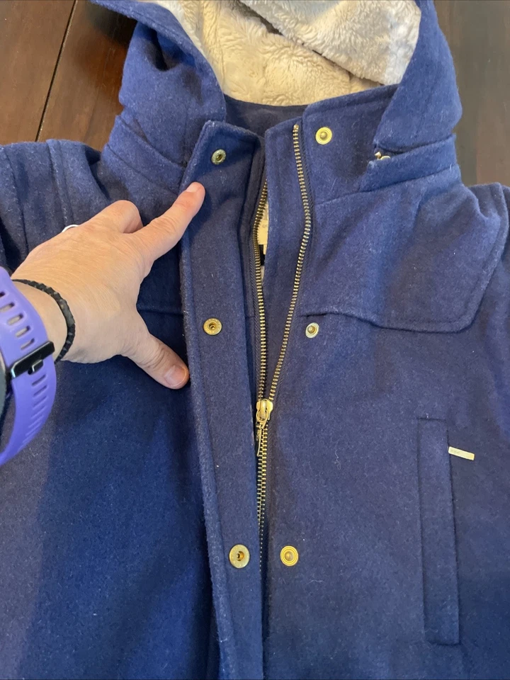 Boden Mini Johnny B Girls Sz 13–14Y Wool Blend Fur Line Full Zip Jacket Pea Coat - Image 3 of 4