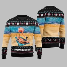 2025 Christmas Flamingo Sharing Is Caring Ugly Christmas Sweater ,2025 Christmas
