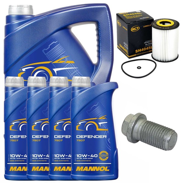 MotoröL Filter Set Mannol 10W-40 API SN 9 Liter + Schraube FüR Mercedes E-Klasse-image