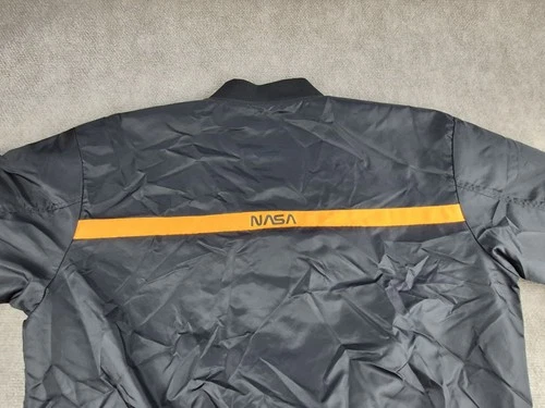 ASSTSERIES NASA Bomber Jacket Men Sz XL Black Flight Jacket Space Logo Polyester image 11
