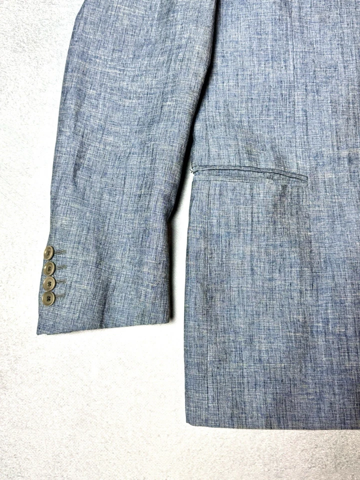 Chaqueta Blazer Pal Zileri Mezcla de Lino Azul Para Hombre Talla L, 52 Foto 4 de 4
