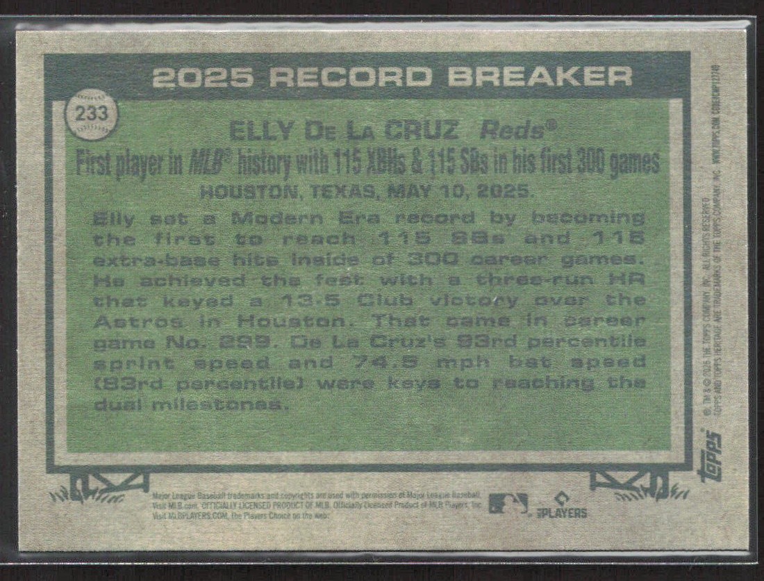 2026 Topps Heritage #233 Elly De La Cruz 2025 Record Breaker | eBay