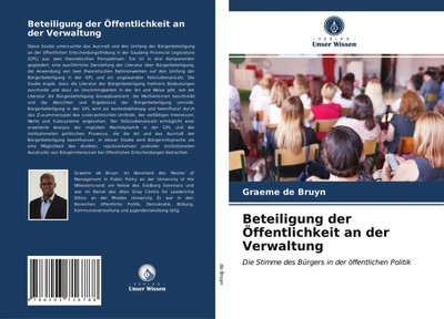 Graeme de Bruyn | Beteiligung der Öffentlichkeit an der Verwaltung | Taschenbuch