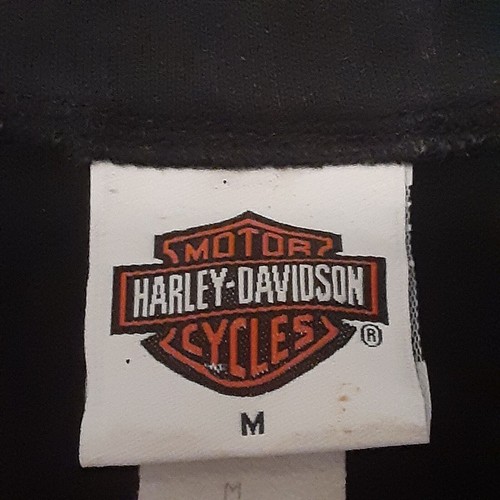 Vtg Harley Davidson Shirt Sleevless Full Zip Mens M Orange Black Y2K Motorcycle - Picture 4 of 9