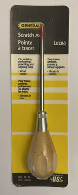 NOS General Tools Mfg. Co. Scratch Awl with Wood Handle & Through Tang USA Made