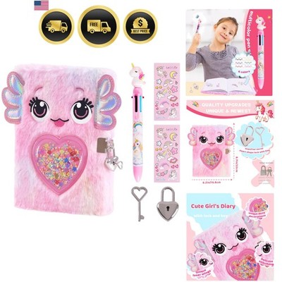 Axolotl Diary for Girls with lock and keys, Kids Journal School Travel Notebo...